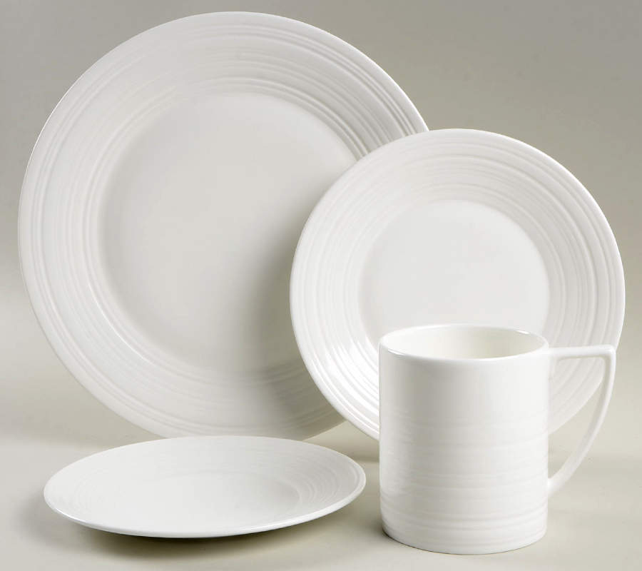 Jasper Conran Strata (Bone, Embossed) 4 Piece Place Setting by Wedgwood-1