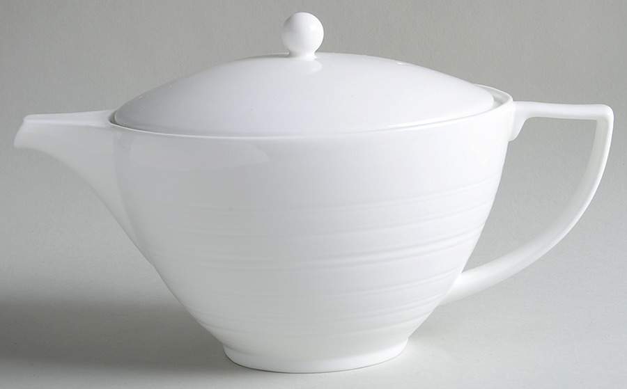 Jasper Conran Strata (Bone, Embossed) Teapot & Lid by Wedgwood-1
