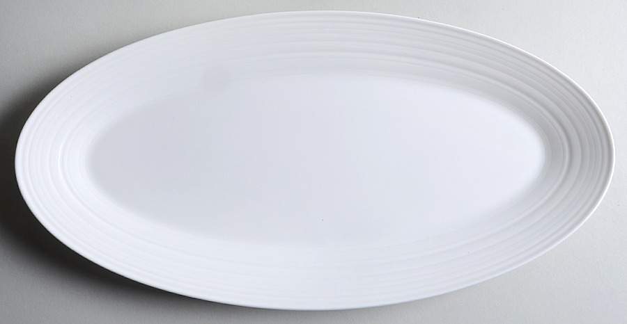 Jasper Conran Strata (Bone, Embossed) 16" Oval Serving Platter by Wedgwood-1