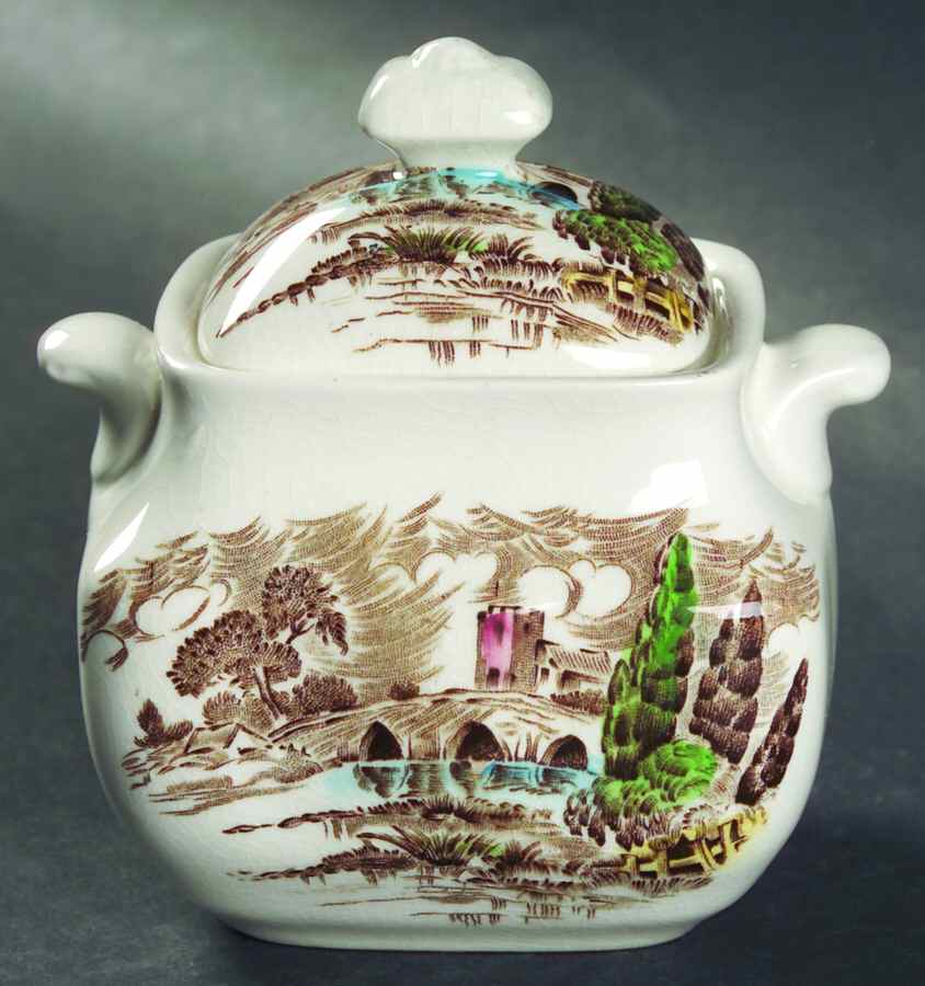 Countryside Brown Multicolor Sugar Bowl & Lid by Wedgwood-1