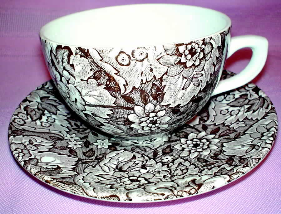 Gainsborough Brown Flat Cup & Saucer Set by Wedgwood-1