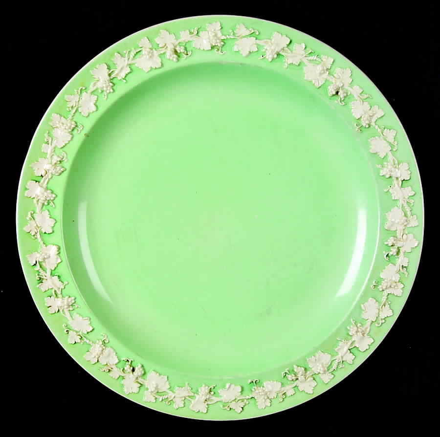 Cream Color on Light Green (Plain Edge) Luncheon Plate by Wedgwood-1