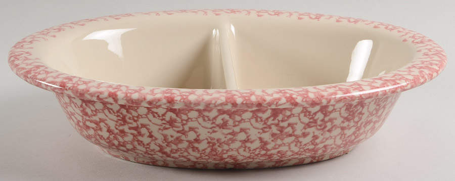 Rose Sponge 11" Oval Divided Vegetable Bowl by Workshop Gerald Henn-1