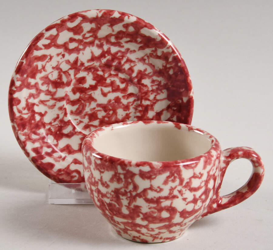Rose Sponge Flat Demitasse Cup & Saucer Set by Workshop Gerald Henn-1