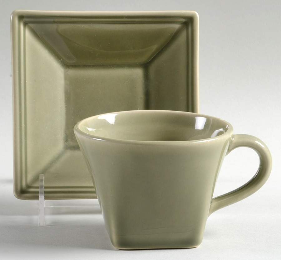 Hudson Green Flat Cup & Saucer Set by Williams-Sonoma-1