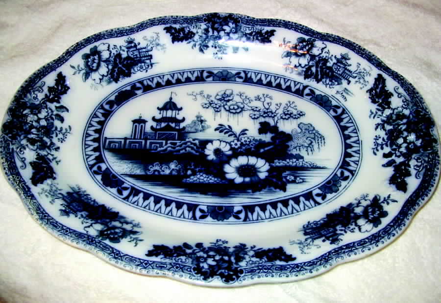 Veddo Blue 14" Oval Serving Platter by Arthur J Wilkinson-1
