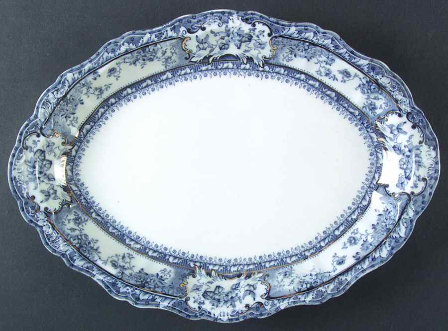 Phoebe Blue (Gold Accents, No Trim) 13" Oval Serving Platter by Wedgwood-1