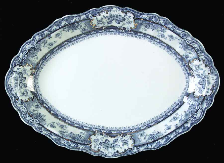 Phoebe Blue (Gold Accents, No Trim) 11" Oval Serving Platter by Wedgwood-1