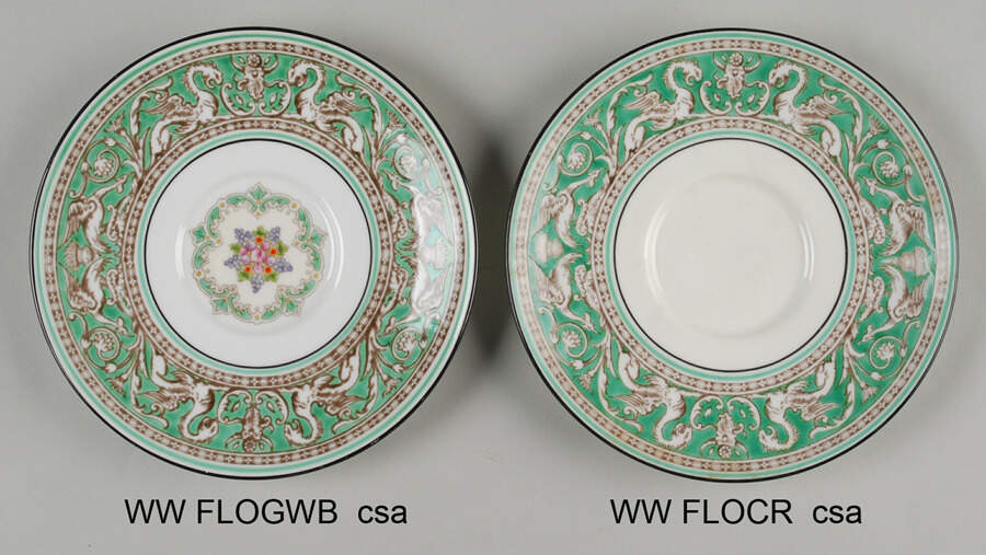 Florentine Green (No Center Design, Ivory) Saucer for Cream Soup Bowl by Wedgwood-1