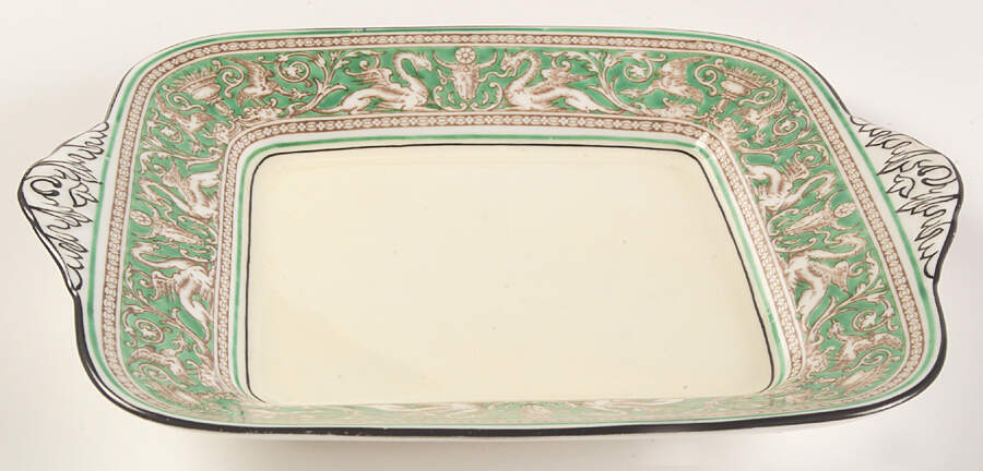 Florentine Green (No Center Design, Ivory) Handled Cake Plate by Wedgwood-1