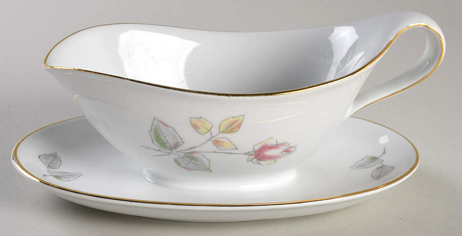 Pastel Rose Gravy Boat with Attached Underplate by Winterling - Bavaria-1