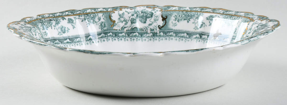 Phoebe Blue Green (Gold Accents, Gold Trim) 9" Oval Vegetable Bowl by Wedgwood-1