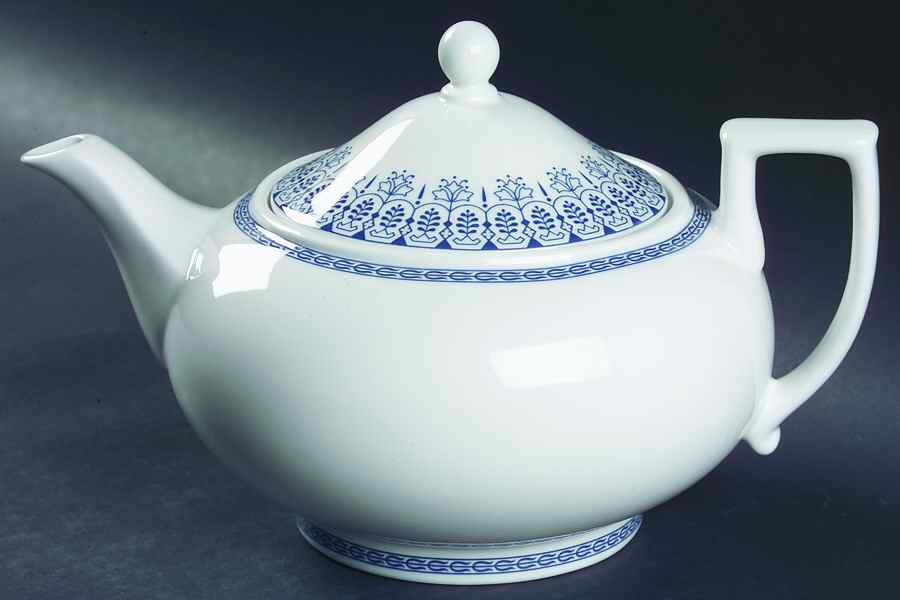 Tonquin Blue (No Gold Floral) Teapot & Lid by Wedgwood-1