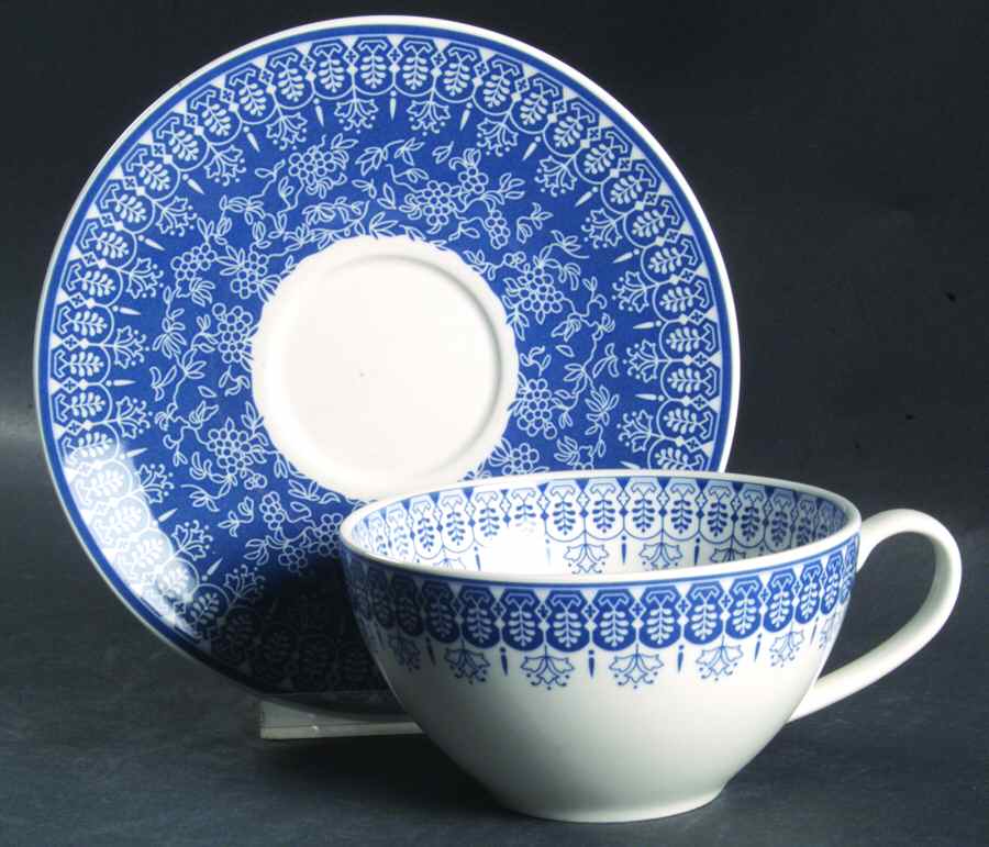 Tonquin Blue (No Gold Floral) Cappuccino Cup & Saucer Set by Wedgwood-1