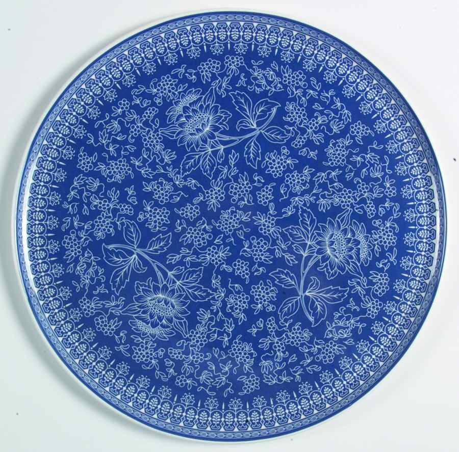Tonquin Blue (No Gold Floral) 12" Round Torte Plate by Wedgwood-1