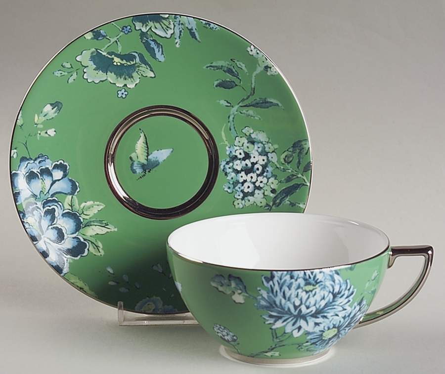 Jasper Conran Chinoiserie Green Flat Cup & Saucer Set by Wedgwood-1