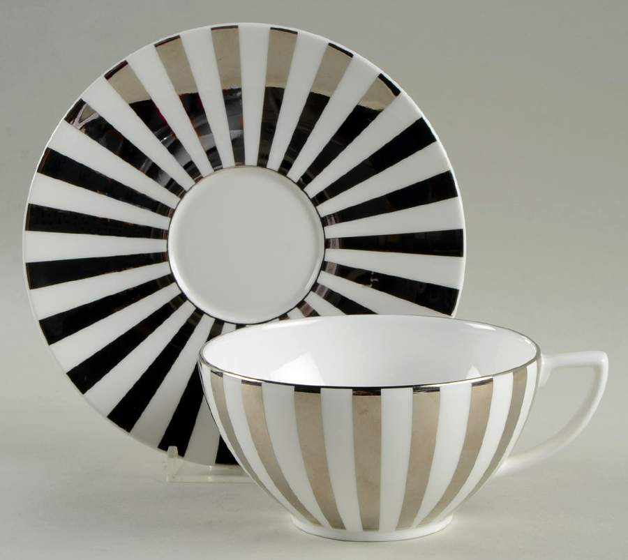 Jasper Conran Platinum Striped Flat Cup & Saucer Set by Wedgwood-1