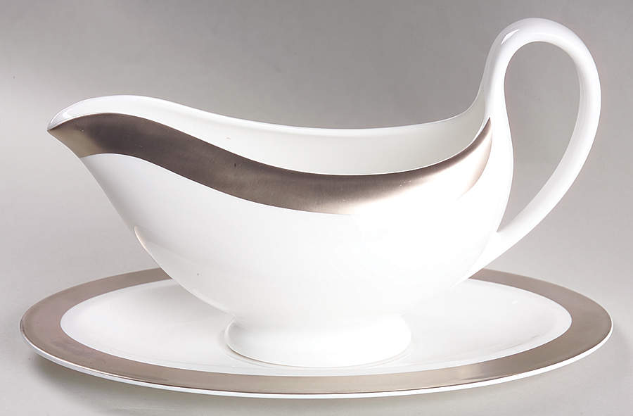 Satine Platinum Gravy Boat & Underplate by Wedgwood-1