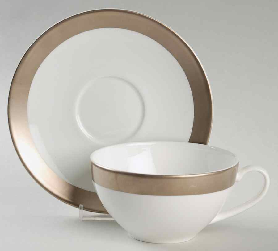 Satine Platinum Cappuccino Cup & Saucer Set by Wedgwood-1