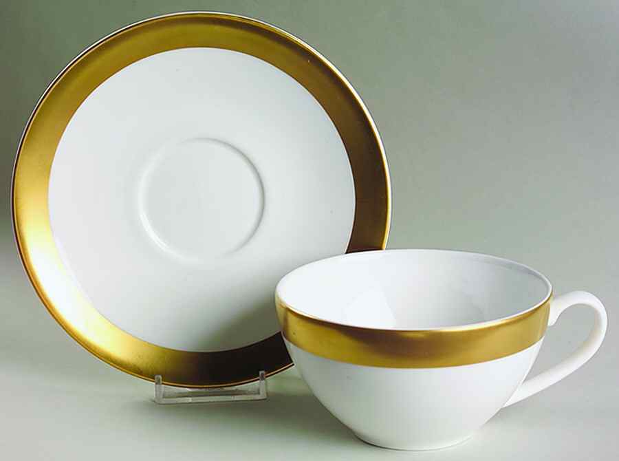 Satine Gold Cappuccino Cup & Saucer Set by Wedgwood-1