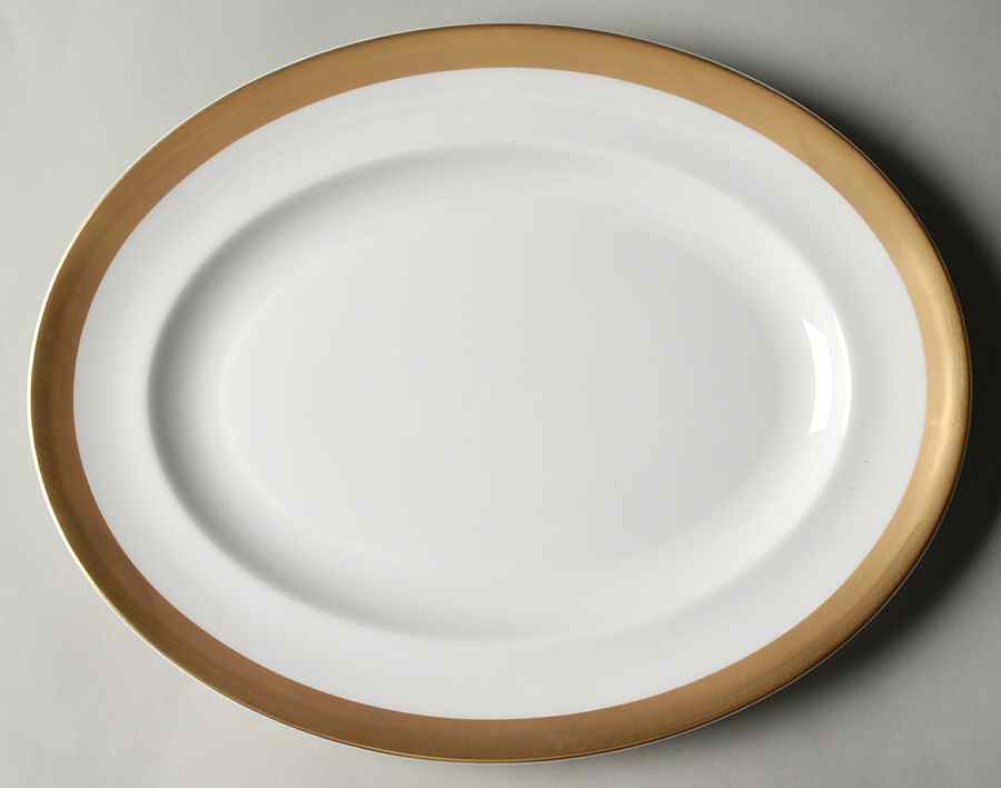 Satine Gold 13" Oval Serving Platter by Wedgwood-1