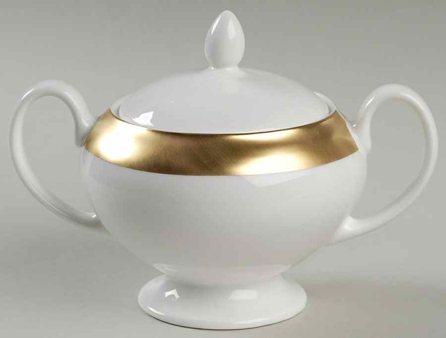 Satine Gold Leigh Shape Sugar Bowl & Lid by Wedgwood-1