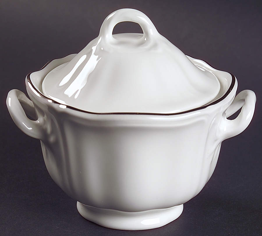 Queen's White Sugar Bowl & Lid by Wedgwood-1
