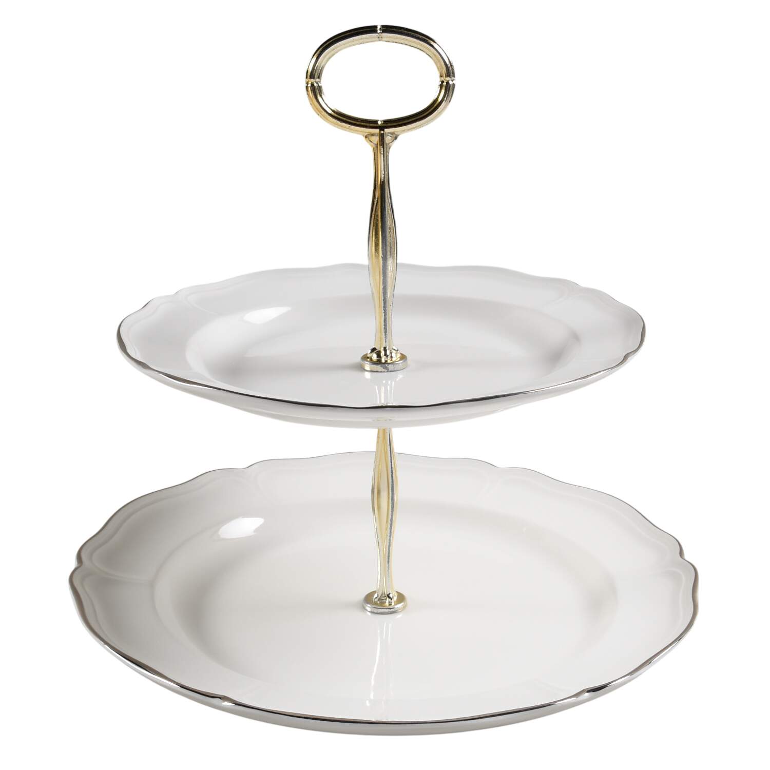 Queen's White 6 5/8"-10"  2 Tiered Serving Tray (Dp, Sp) HC by Wedgwood-1