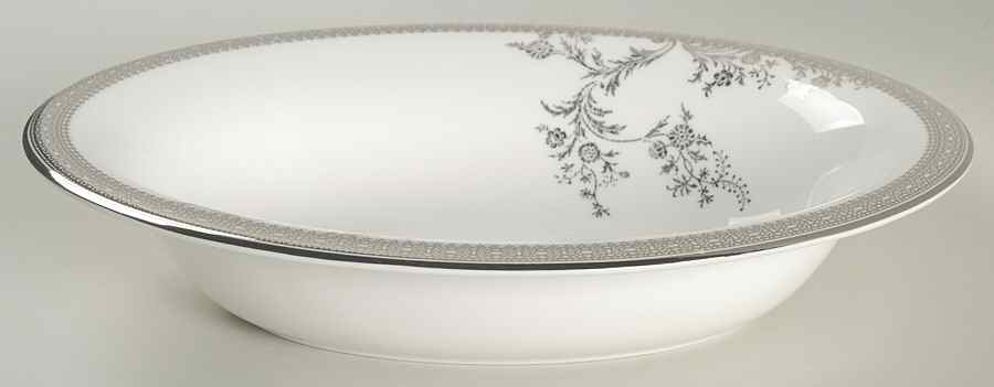 Vera Lace Platinum 9" Oval Vegetable Bowl by Wedgwood-1
