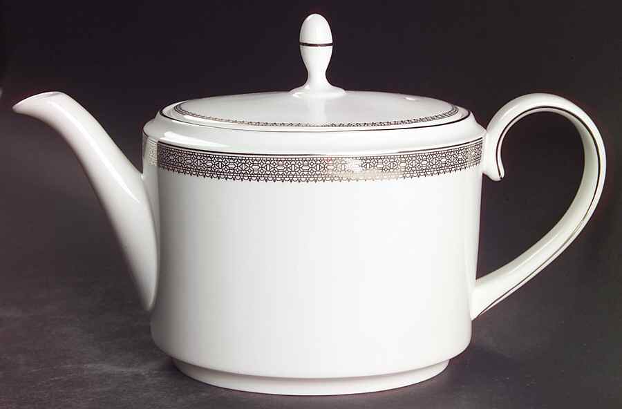Vera Lace Platinum Teapot & Lid by Wedgwood-1