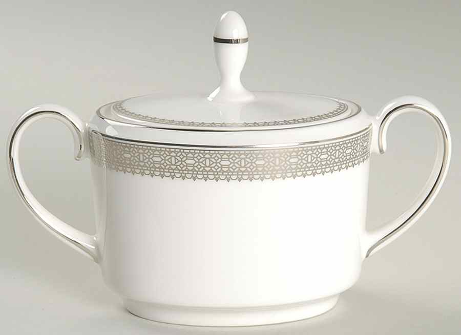 Vera Lace Platinum Sugar Bowl & Lid by Wedgwood-1