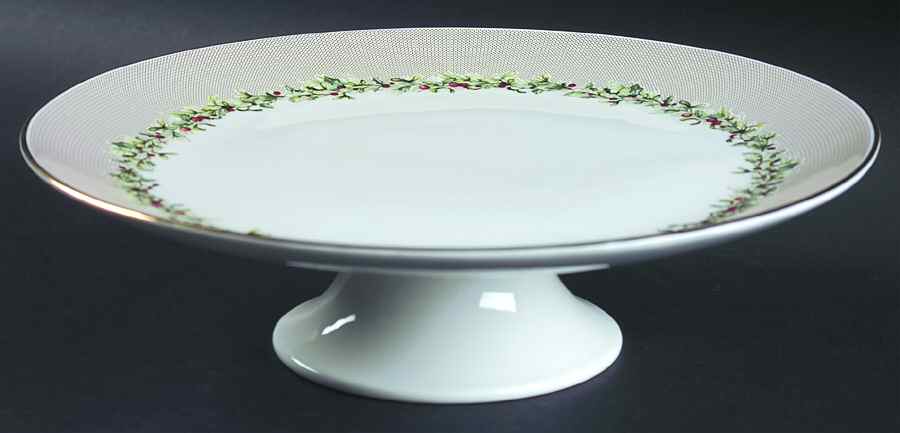 Holly Wreath 10" Diameter Pedestal Cake Stand by Wedgwood-1