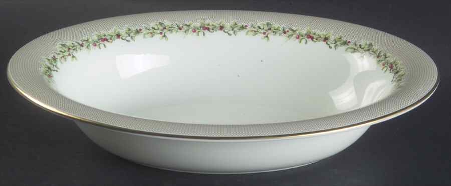 Holly Wreath 9" Oval Vegetable Bowl by Wedgwood-1