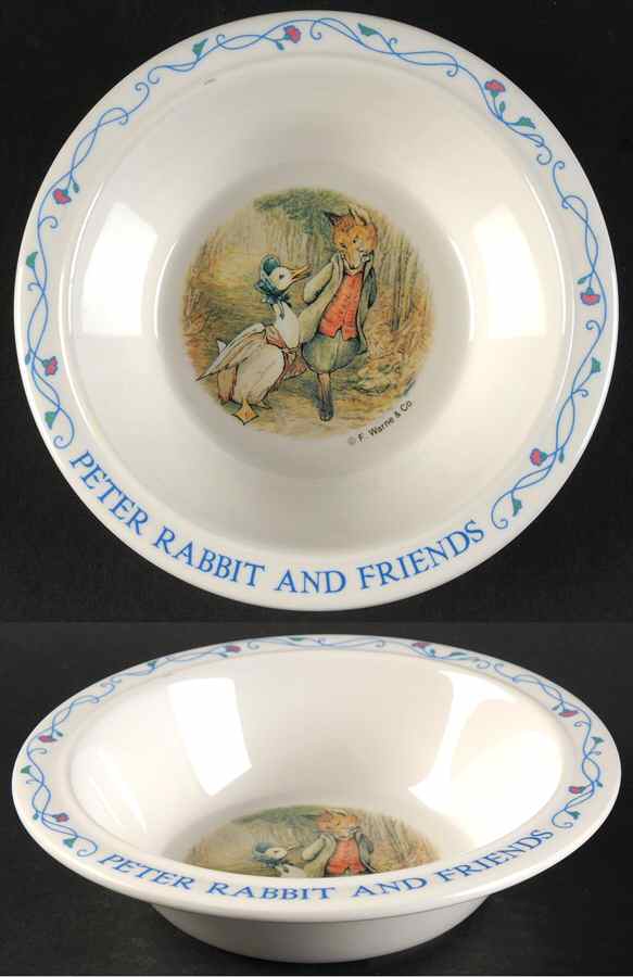 Peter Rabbit (Bone, Blue Trim) Melmac/Melamine Child's Bowl by Wedgwood-1
