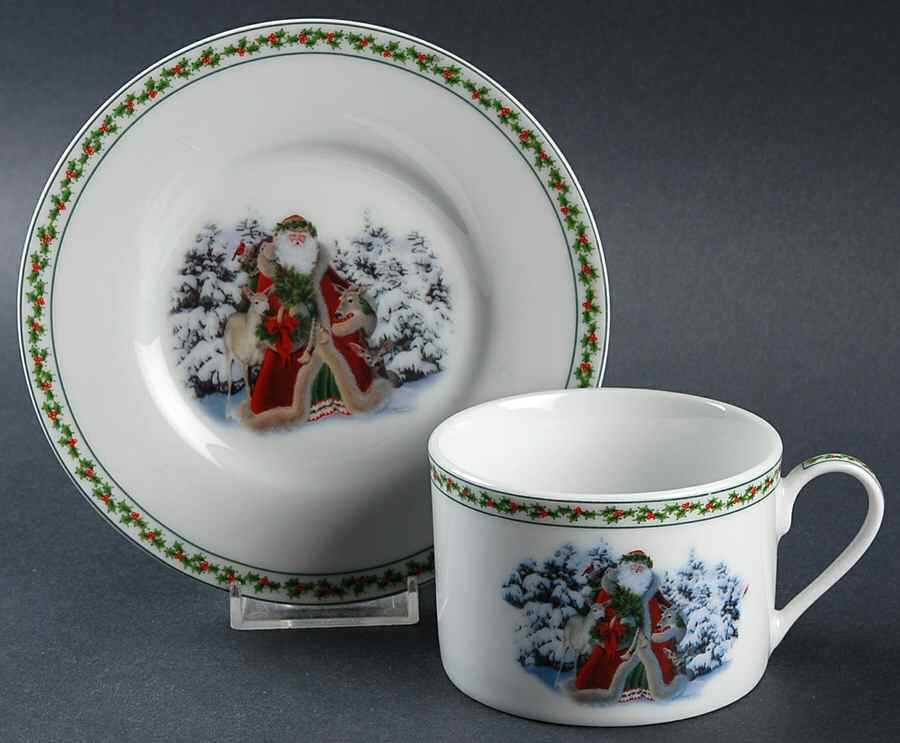 Father Christmas Flat Cup & Saucer Set by National Wildlife Federation-1