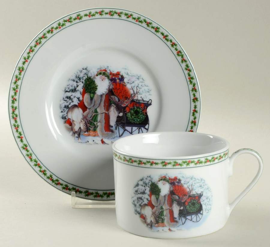 Father Christmas Flat Cup & Saucer Set by National Wildlife Federation-1