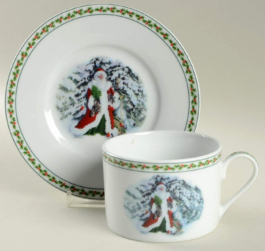 Father Christmas Flat Cup & Saucer Set by National Wildlife Federation-1