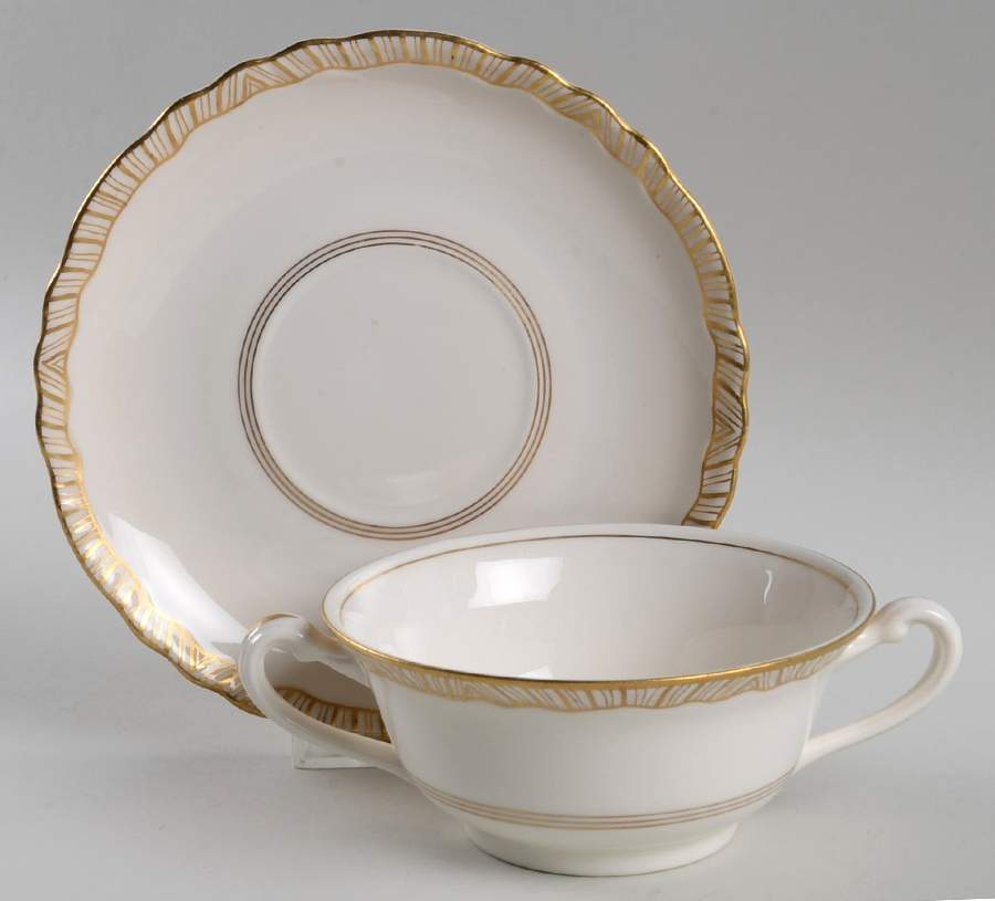 WAR166 Flat Cream Soup Bowl & Saucer Set by Warwick-1