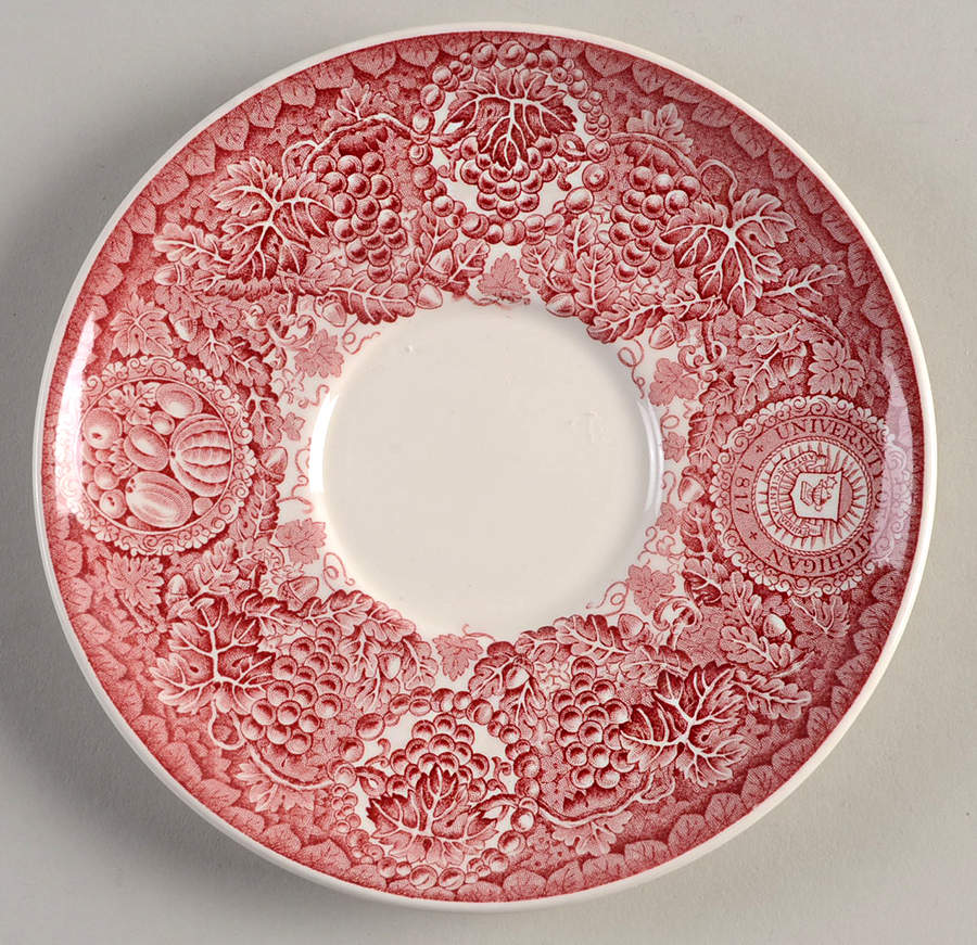 University of Michigan Pink Saucer by Wedgwood-1
