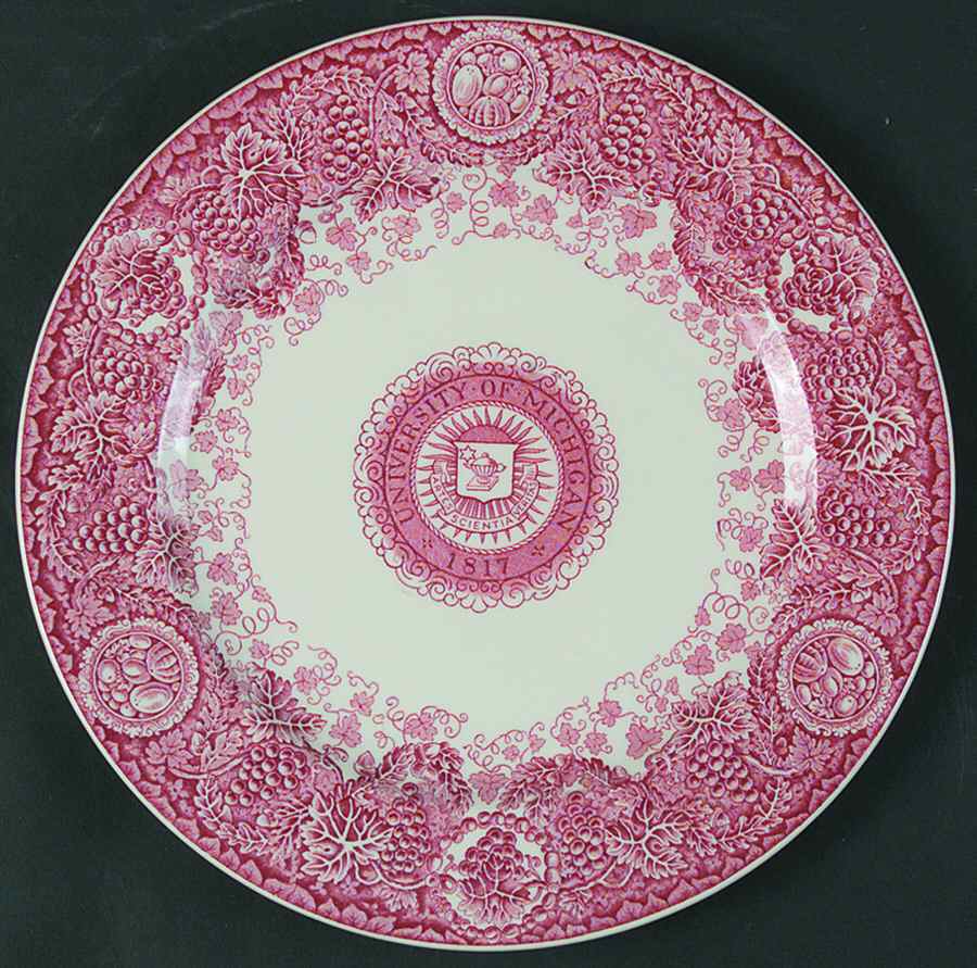 University of Michigan Pink Luncheon Plate by Wedgwood-1