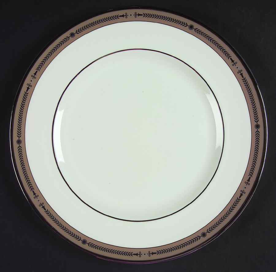 Laurel (Taupe Band, Black Laurel) Dinner Plate by Wedgwood-1