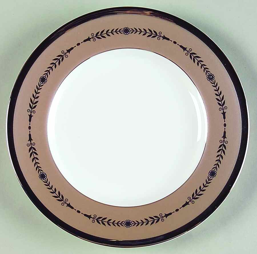 Laurel (Taupe Band, Black Laurel) Bread & Butter Plate by Wedgwood-1