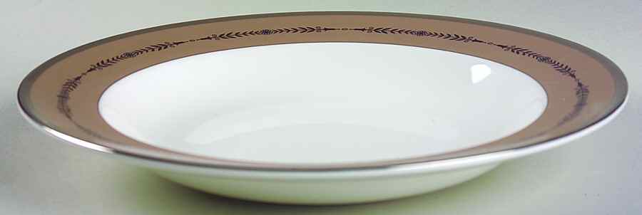 Laurel (Taupe Band, Black Laurel) Large Rim Soup Bowl by Wedgwood-1