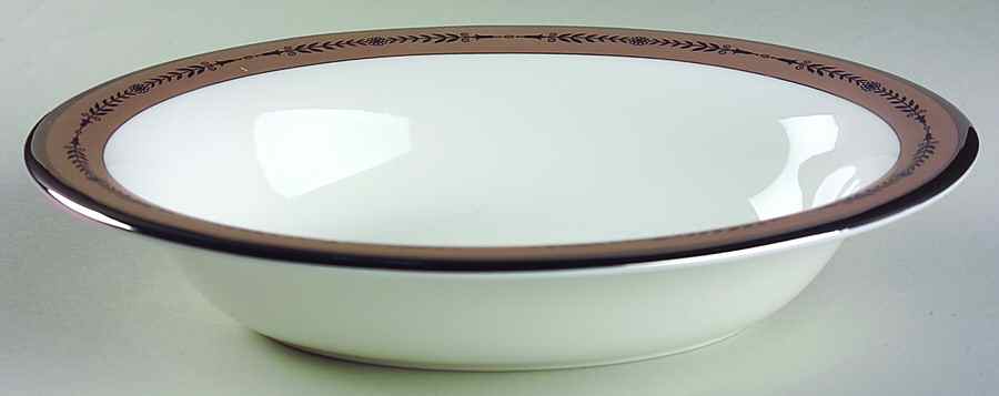 Laurel (Taupe Band, Black Laurel) 9" Oval Vegetable Bowl by Wedgwood-1