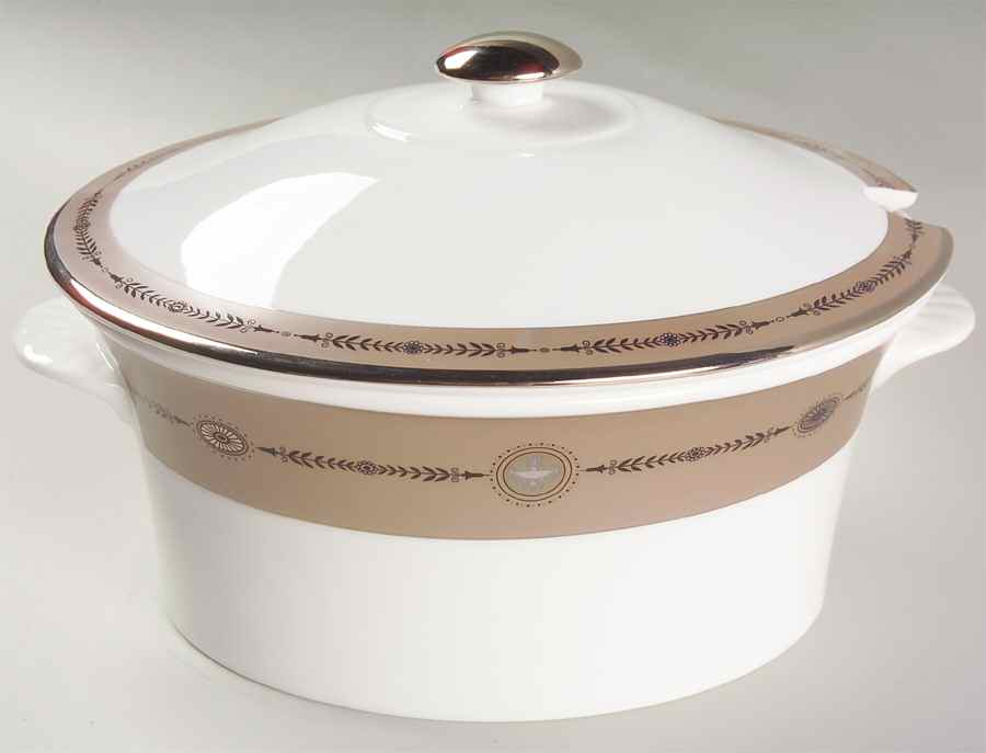 Laurel (Taupe Band, Black Laurel) Tureen &  Lid by Wedgwood-1