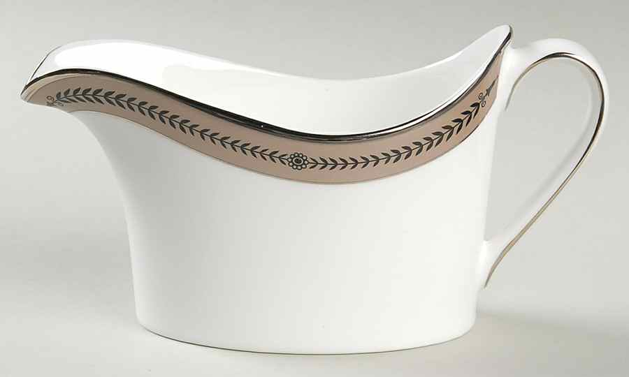 Laurel (Taupe Band, Black Laurel) Gravy Boat by Wedgwood-1