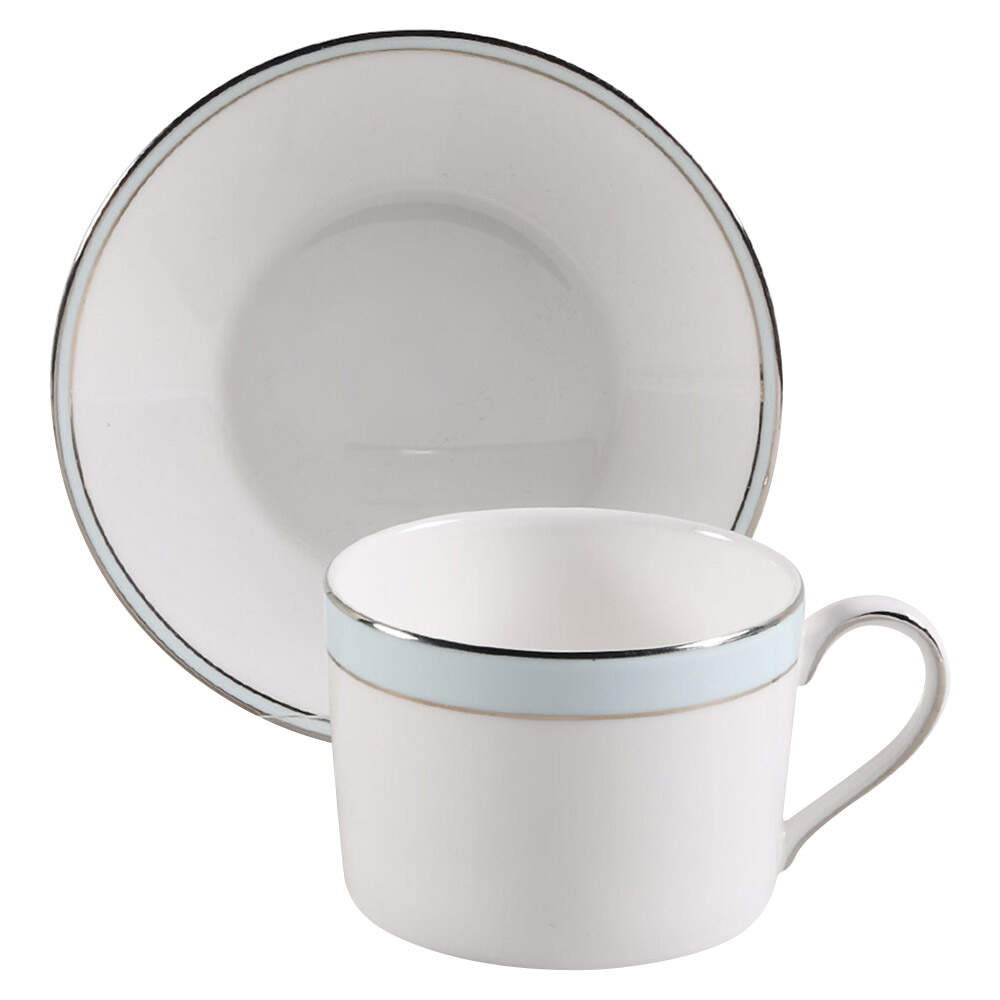 Blue Duchesse Flat Cup & Saucer Set by Wedgwood-1
