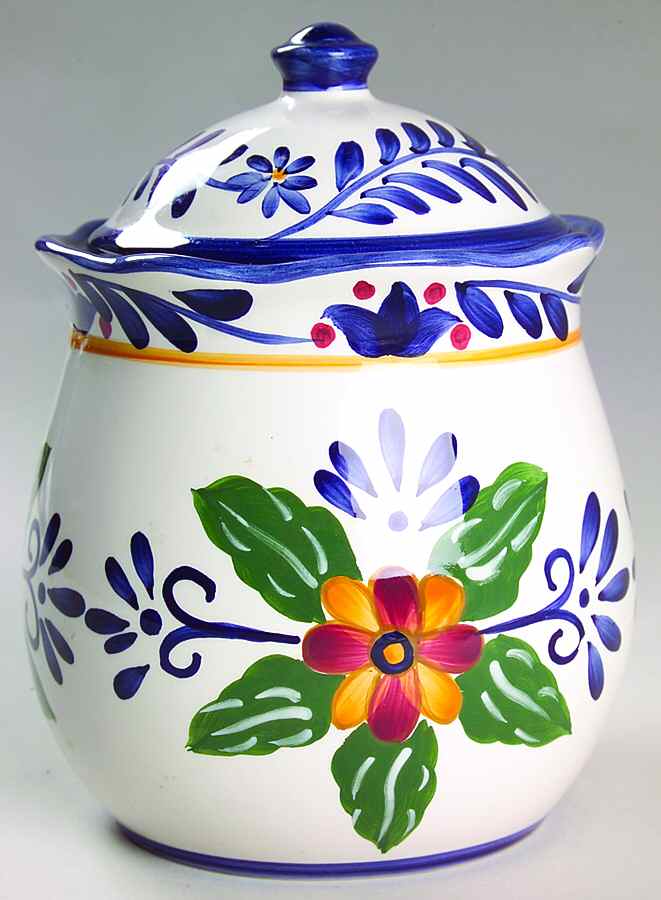 Talavera Medium Canister & Lid with Seal Ring by Whole Home-1