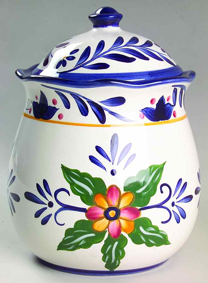Talavera Large Canister & Lid with Seal Ring by Whole Home-1