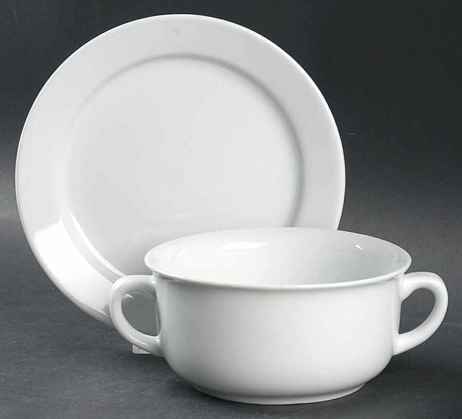 Everyday White Flat Cream Soup Bowl & Saucer Set by Williams-Sonoma-1
